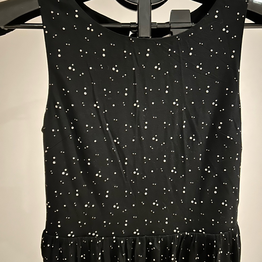 LOFT Black Dress with White Dots